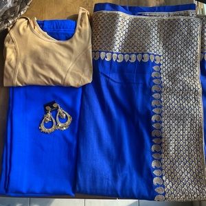 Never worn royal blue saree